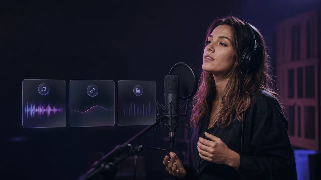 Real singers in a recording studio representing browsable AI voice models