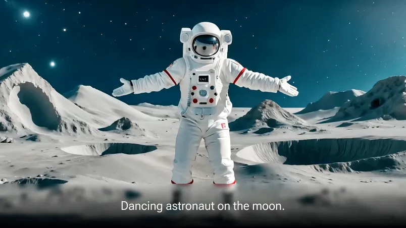 A dancing astronaut on the moon
