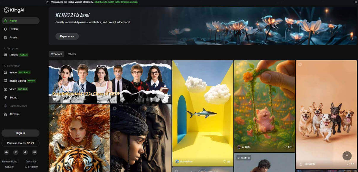 Kling AI website